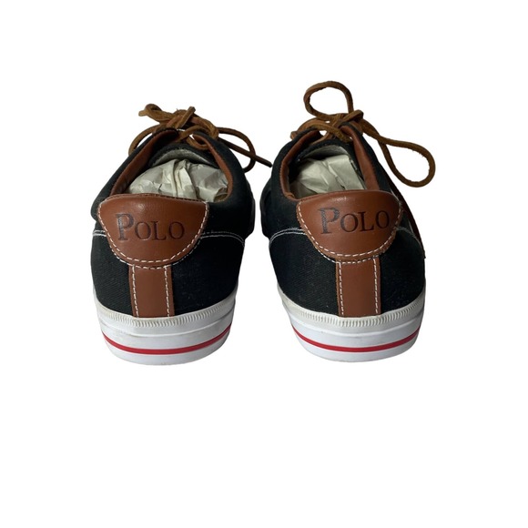 Polo Ralph Lauren Black Canvas Vaughn Pony Sneakers Shoes Size 13D 13 D - Picture 6 of 8